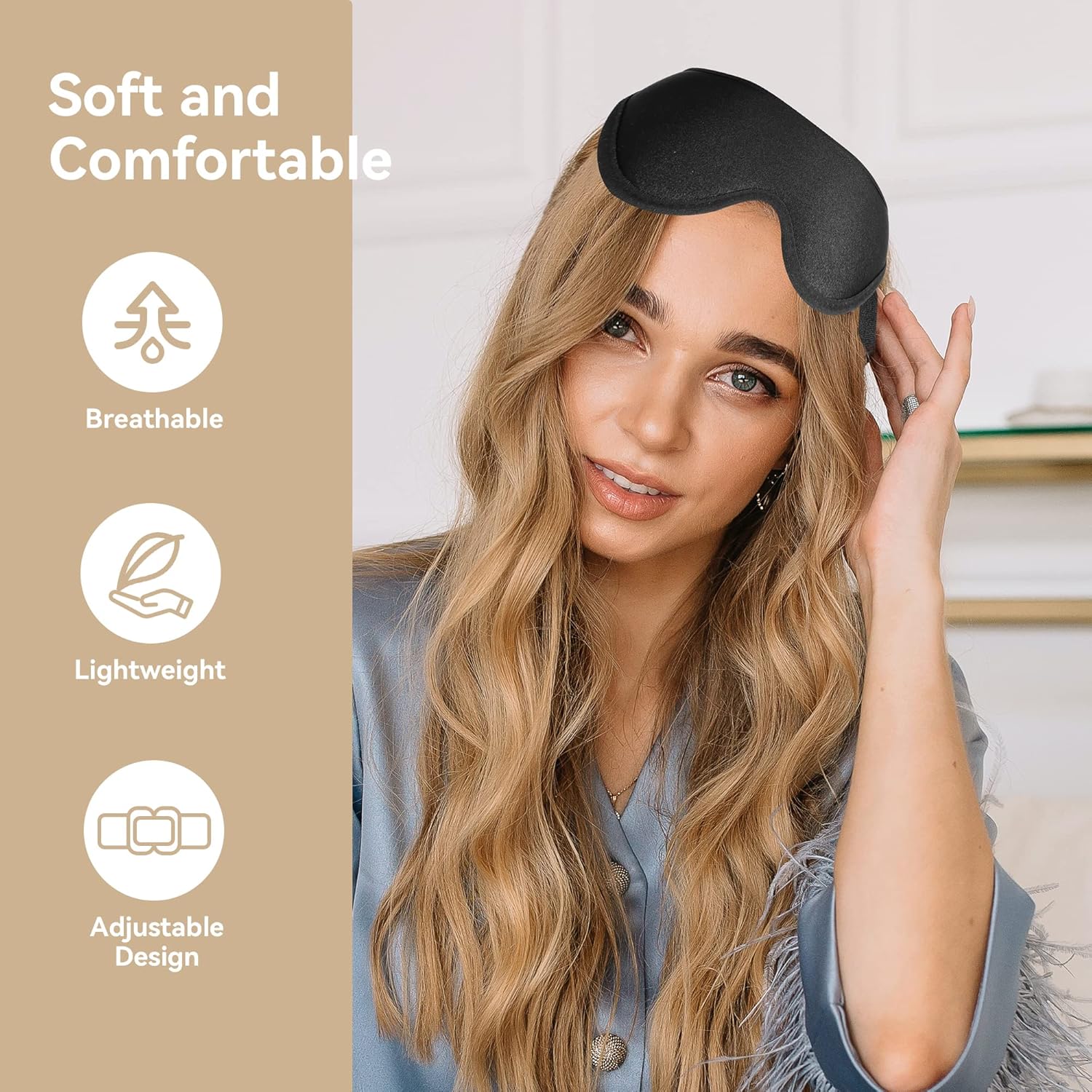 Masque de sommeil 3D ergonomique et profond amélioré avec sangle ajustable - قناع نوم مريح - 6