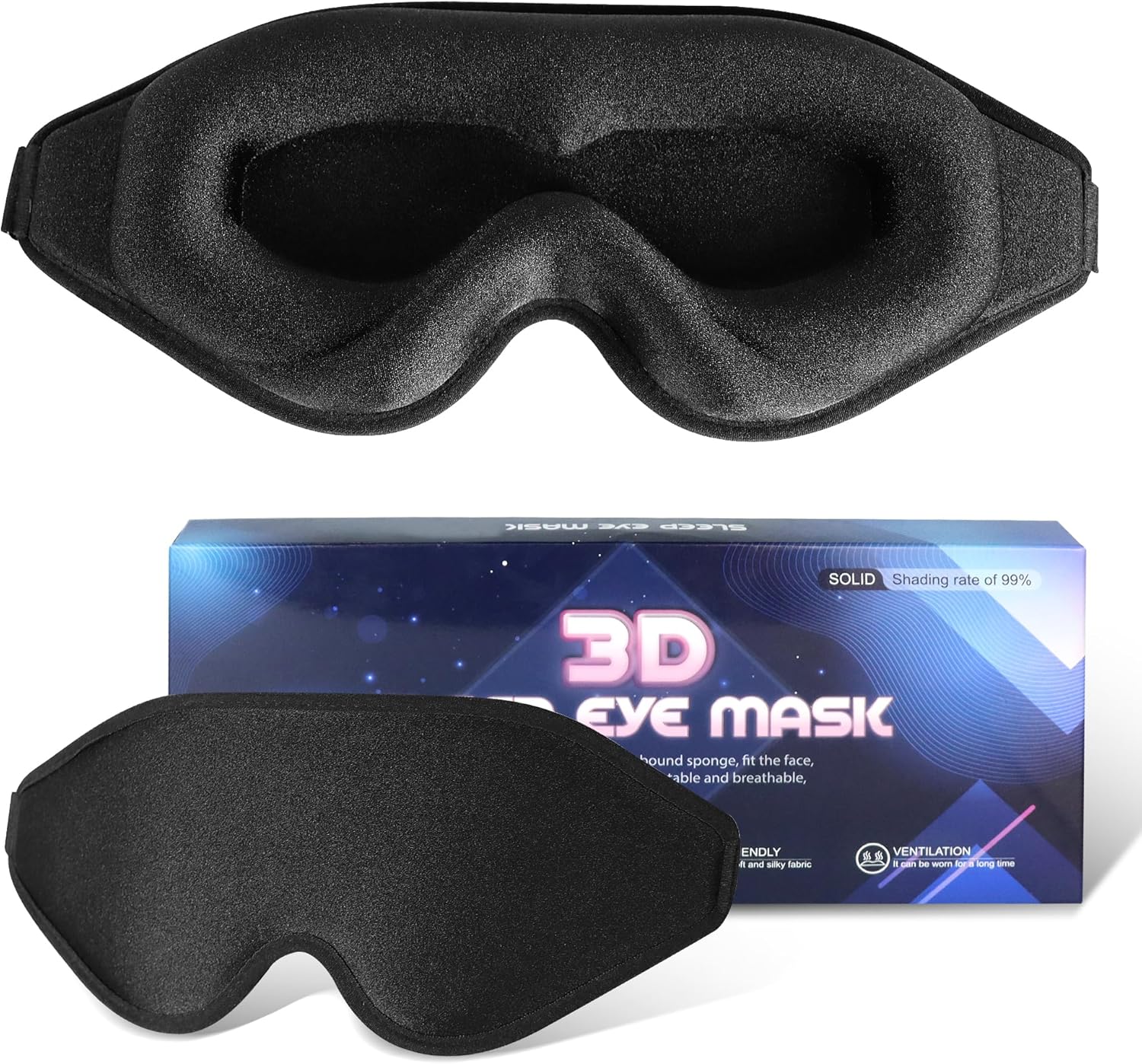 Masque de sommeil 3D ergonomique et profond amélioré avec sangle ajustable - قناع نوم مريح - 4