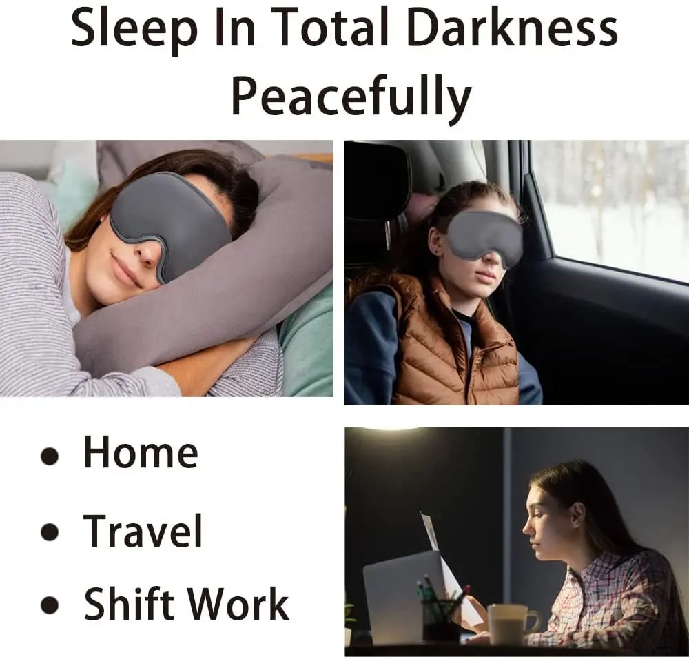 Masque de sommeil 3D ergonomique et profond amélioré avec sangle ajustable - قناع نوم مريح 10