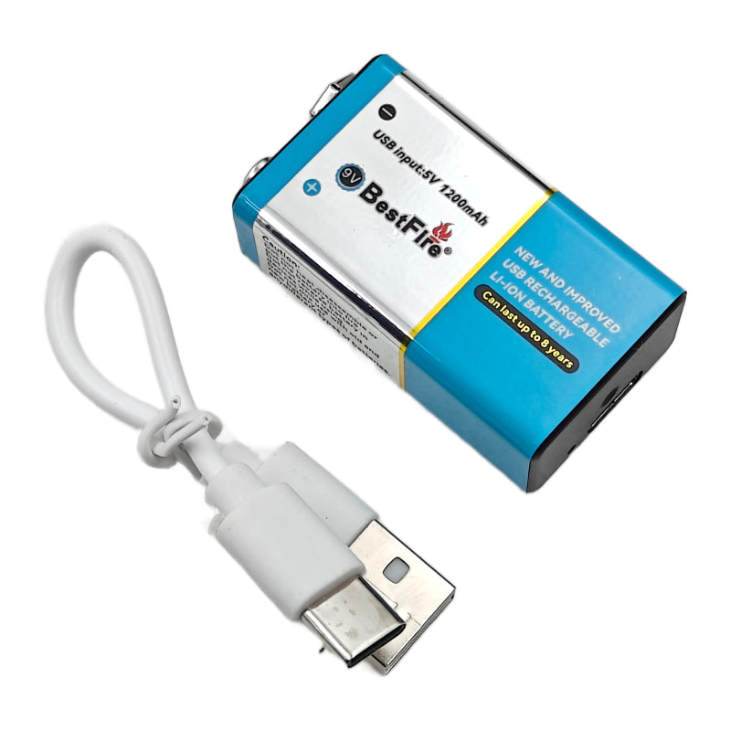 Pile rechargeable USB type C 9V 1200mWh en lithium BestFire - بطارية ليثيوم قابلة لإعادة الشحن - 8