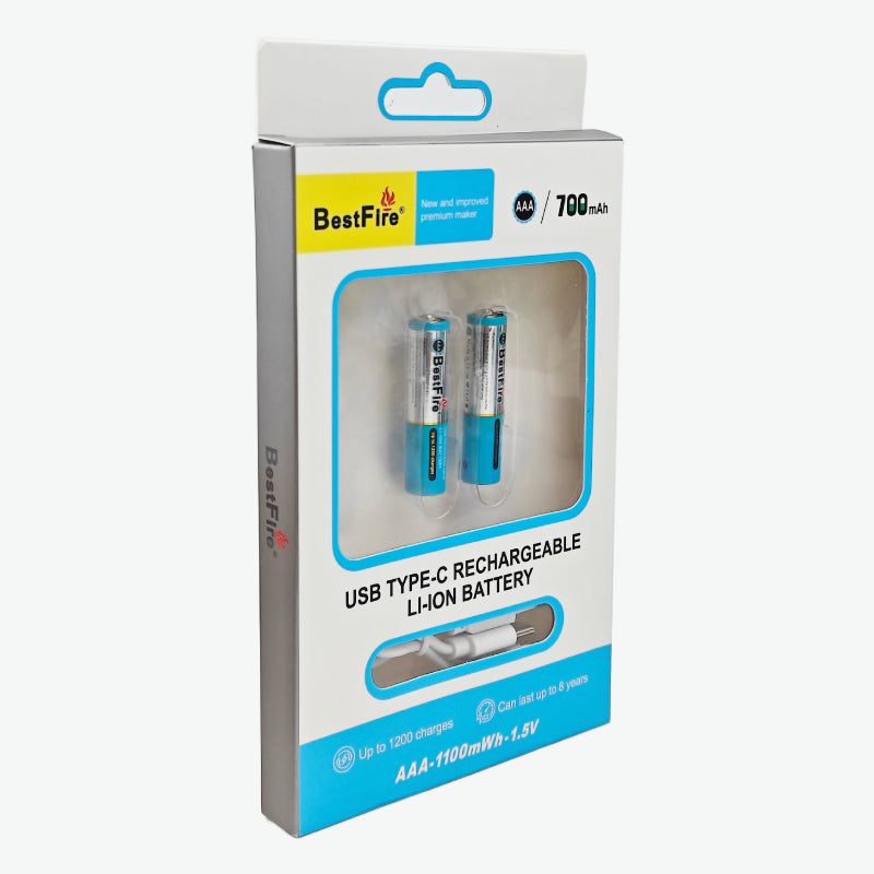 Pile rechargeable USB type C AAA 700mWh en lithium BestFire -  بطارية ليثيوم قابلة لإعادة الشحن 3