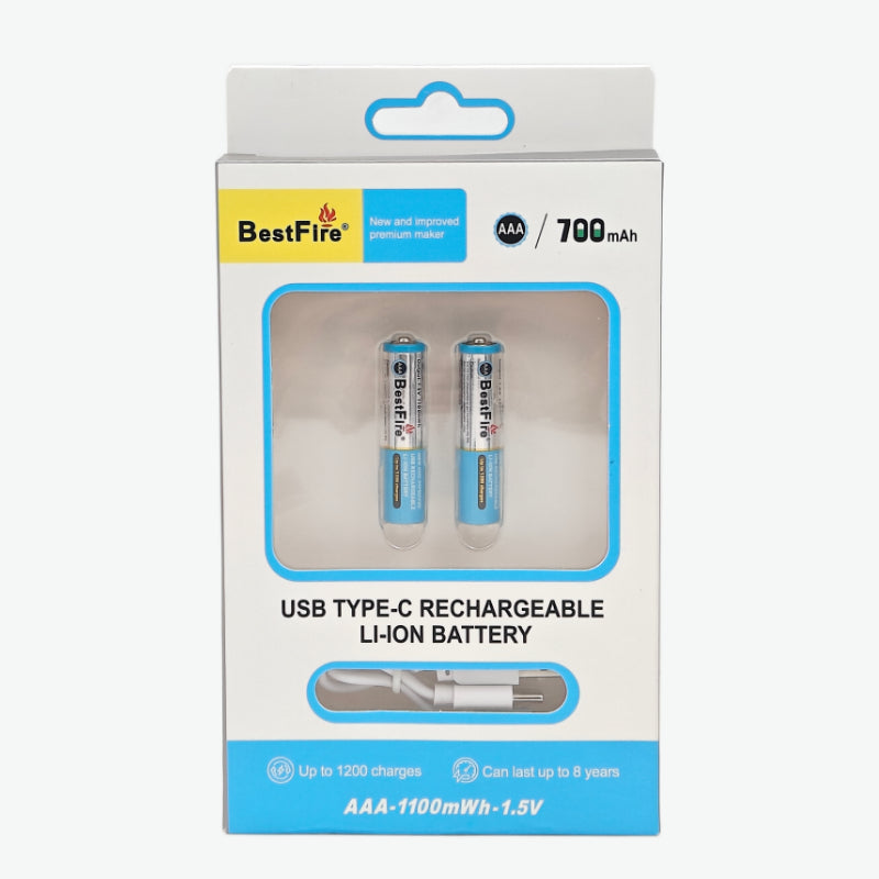 Pile rechargeable USB type C AAA 700mWh en lithium BestFire - بطارية ليثيوم قابلة لإعادة الشحن - 5