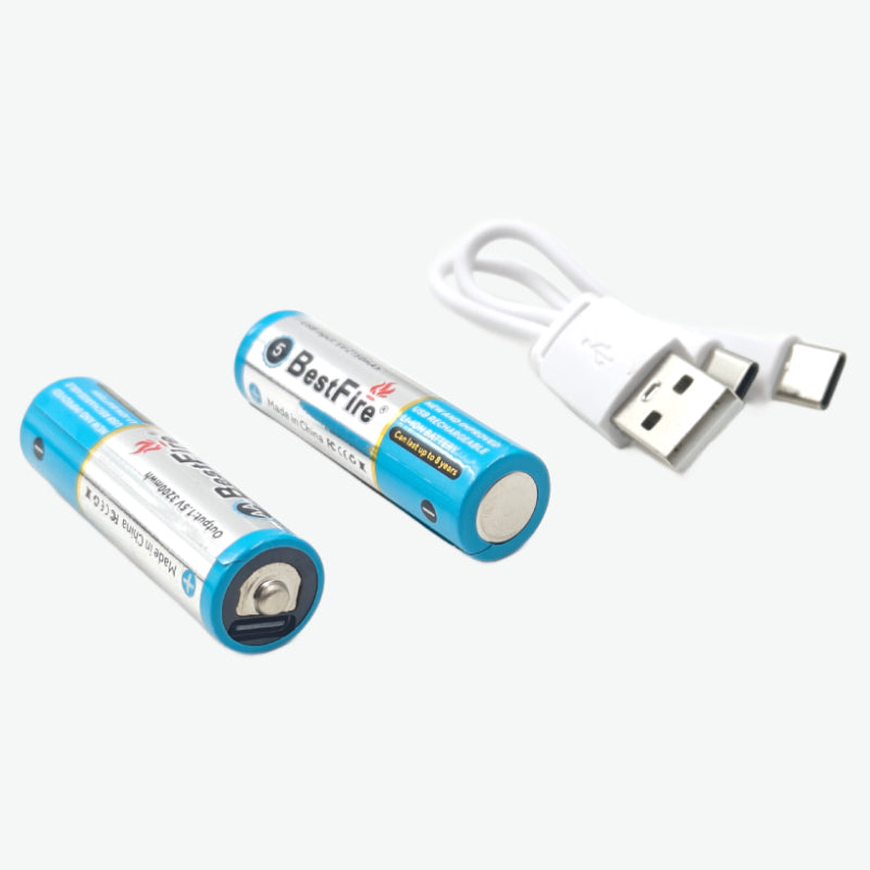 BestFire AA USB Type-C 2150mAh Rechargeable Li-ion Battery - 3200mWh(1.5V) -  بطارية ليثيوم قابلة لإعادة الشحن - 5