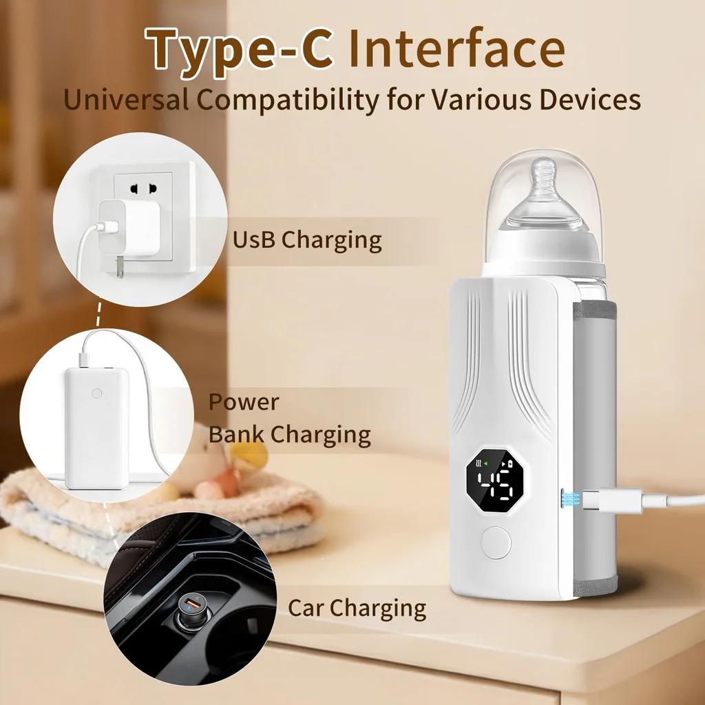 Chauffe-biberon portable rechargeable avec écran LCD et Température réglable - سخان قارورة الحليب - 4