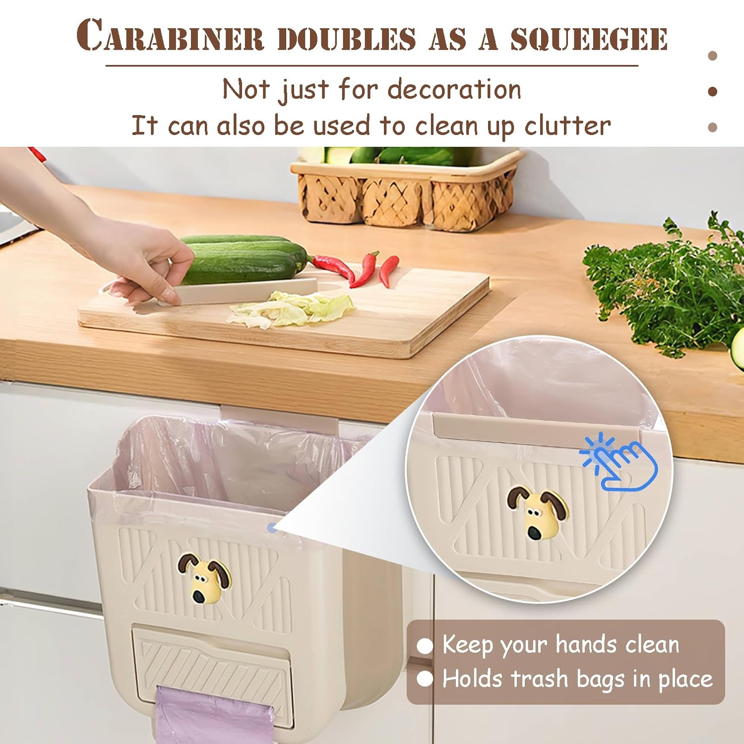 Poubelle de cuisine pliable et suspendue de 7 L avec distributeur sachets - سلة نفايات للمطبخ 9