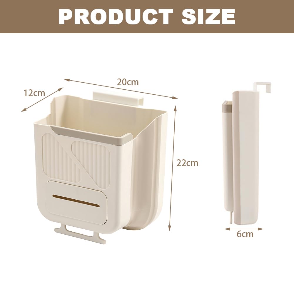 Poubelle de cuisine pliable et suspendue de 7 L avec distributeur sachets - سلة نفايات للمطبخ 10
