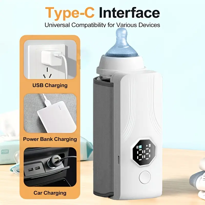 Chauffe-biberon portable rechargeable avec écran LCD et Température réglable - سخان قارورة الحليب - 1