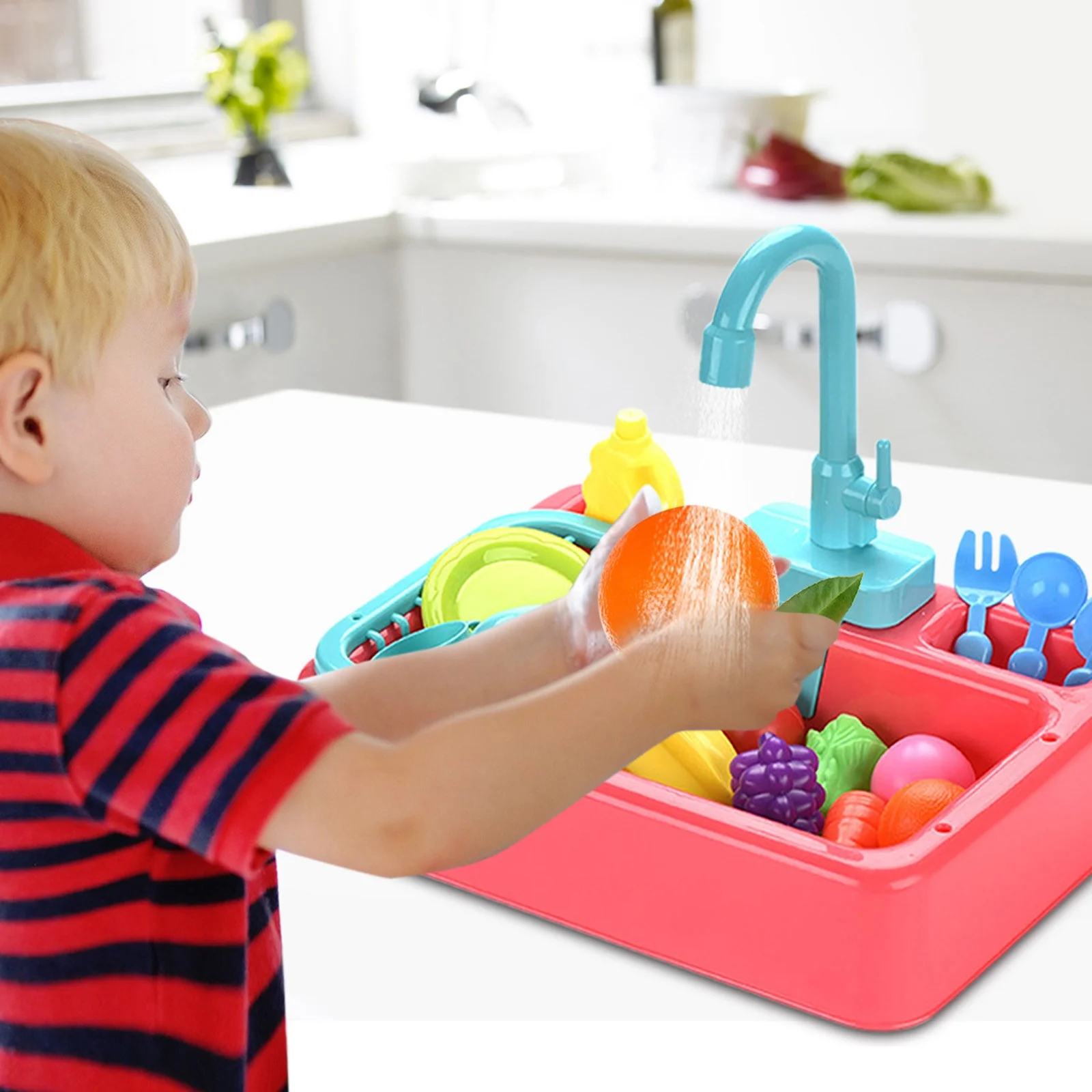 Evier de cuisine avec eau courant Jouet éducatifs pour enfants - لعبة مغسلة مطبخ للأطفال - 7