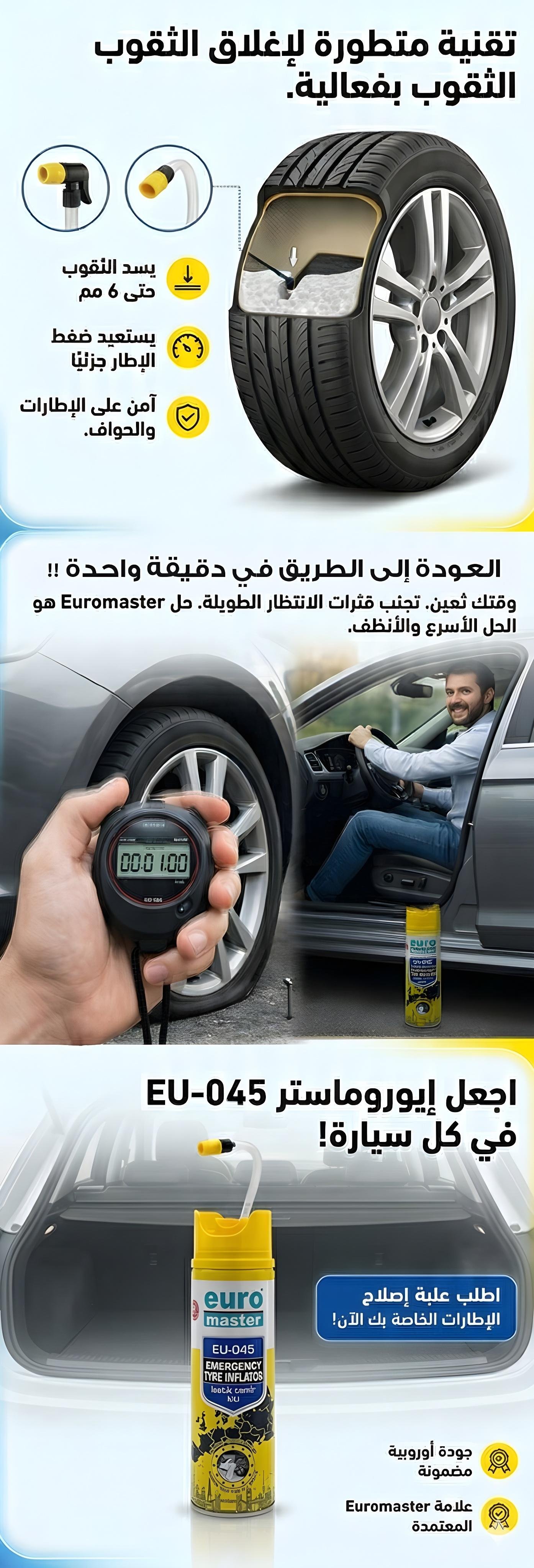 Euro Master EU-045 Emergency Tyre Inflator - بخاخ إصلاح ونفخ إطارات السيارة - 2