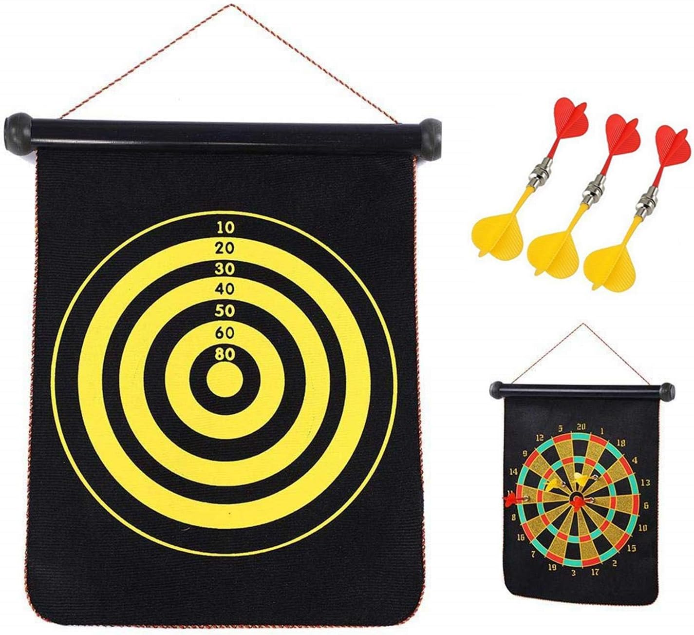 Jeu de fléchettes magnétique avec cible enroulable et suspendue avec 6 fléchettes incluses - لعبة رمي السهام - 2