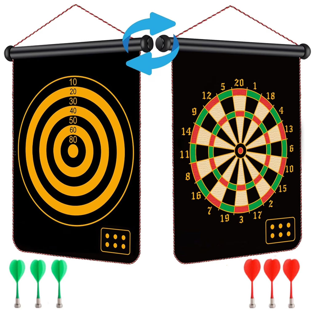 Jeu de fléchettes magnétique avec cible enroulable et suspendue avec 6 fléchettes incluses - لعبة رمي السهام 2