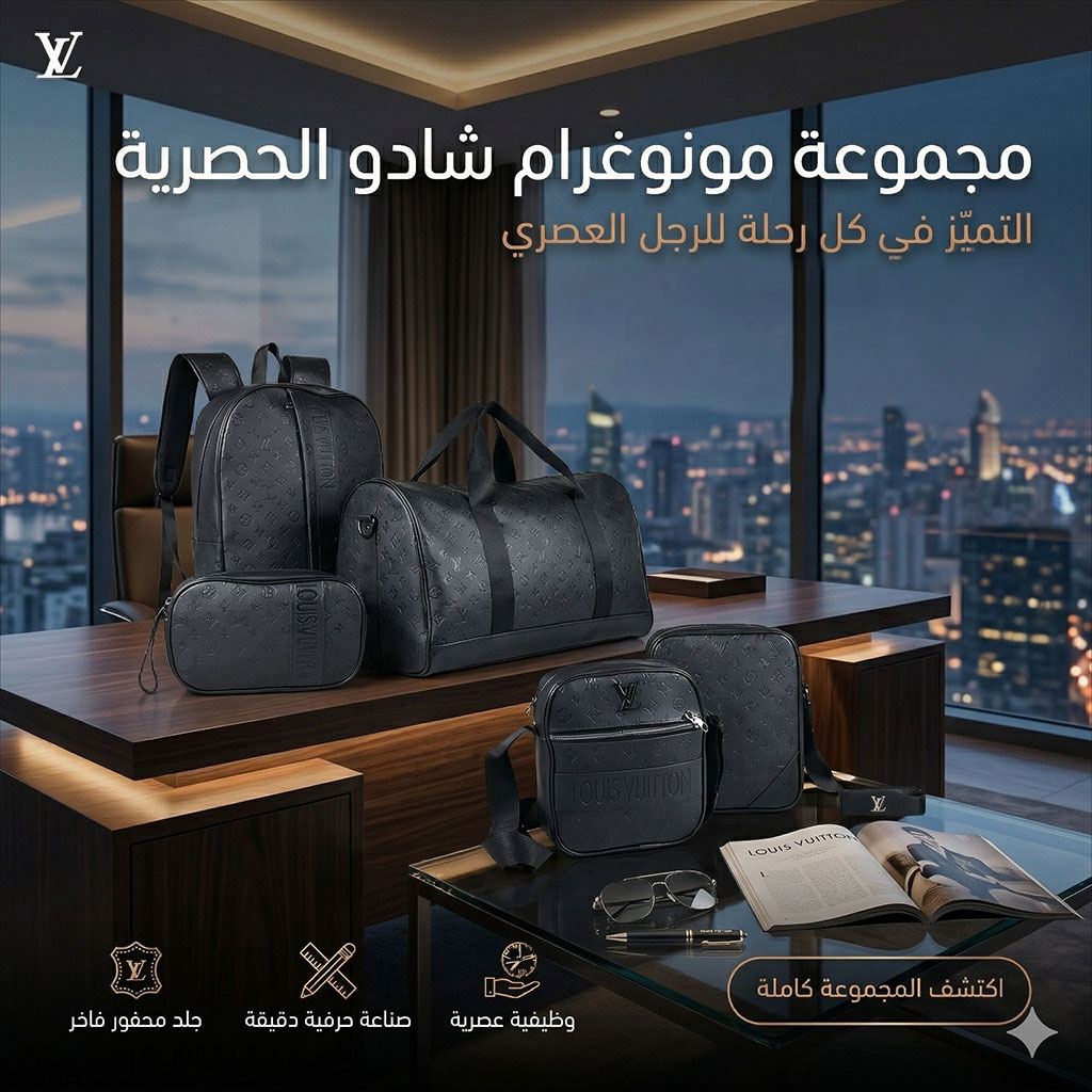 Ensemble de Cabas pour Homme LV Black - طقم حقائب "إل-في" الملكي 4 في 1 2