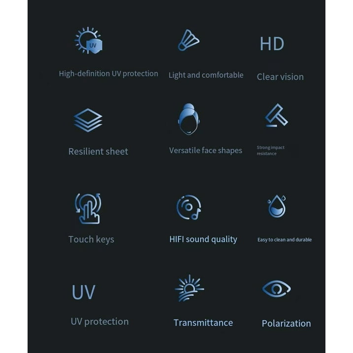 Lunettes de soleil intelligentes ecouteurs sans fil Bluetooth, appels mains libres - نظارات شمسية ذكيةو سماعات رأس لاسلكية بتقنية البلوتوث - 6