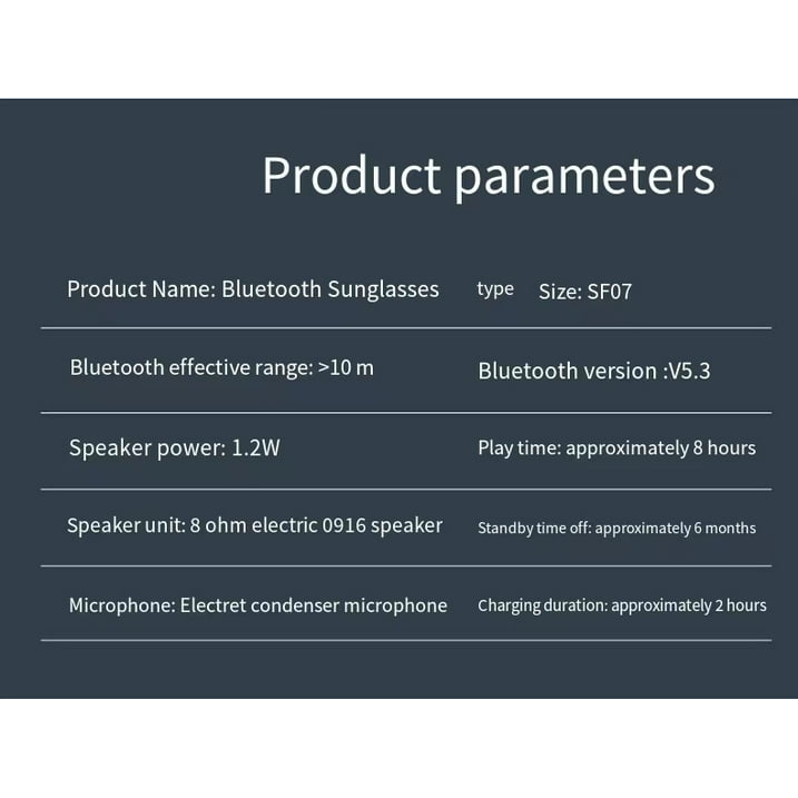 Lunettes de soleil intelligentes ecouteurs sans fil Bluetooth, appels mains libres - نظارات شمسية ذكيةو سماعات رأس لاسلكية بتقنية البلوتوث - 4