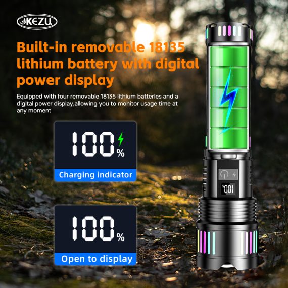 Lampe Torche tactique ultra-puissant 2000 lumens Portée 600 mètres battrie 16000mAh - مصباح يدوي تكتيكي فائق القوة 5