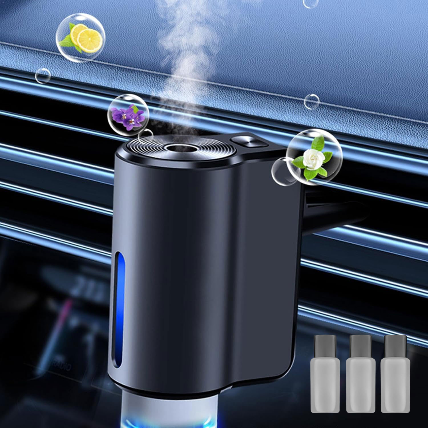 Diffuseur d'huile intelligent à clip sortie de climatisation avec 3 recharge - طقم معطر سيارة 2