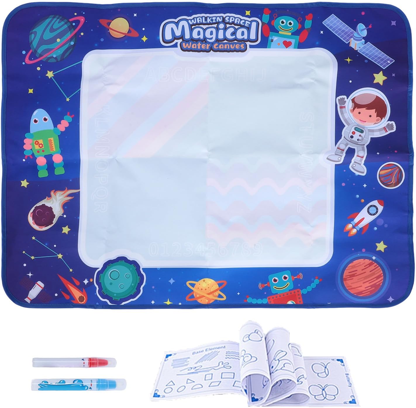 Tapis Water Canevas réutilisable et lavable pour enfants avec zone d'entraînement alphanumérique - بساط تلوين للأطفال - 6