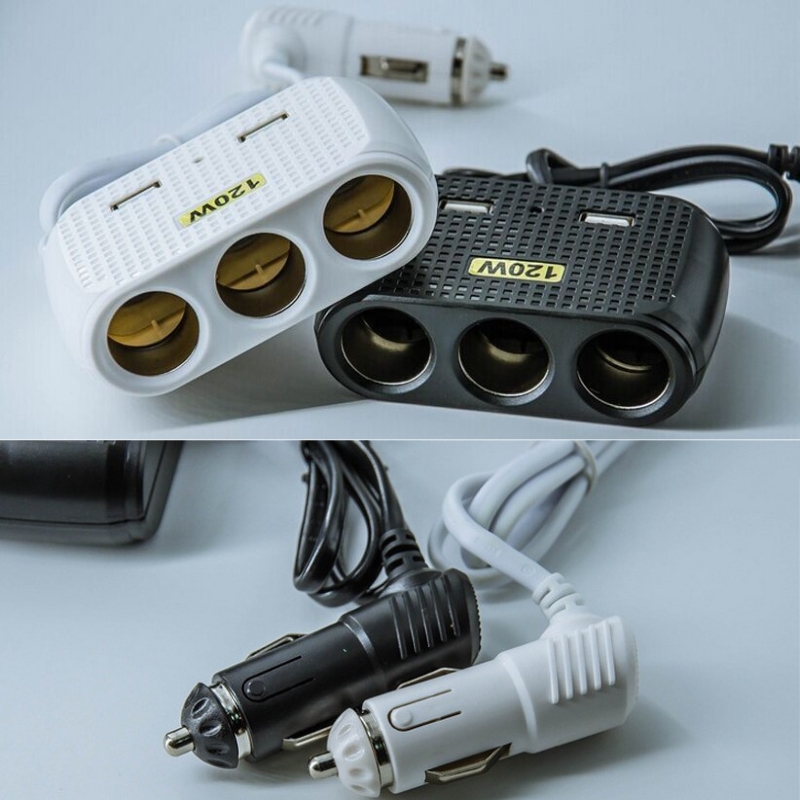 Chargeur de voiture avec 2 USB et 3 allume ci-gare 5V - 2