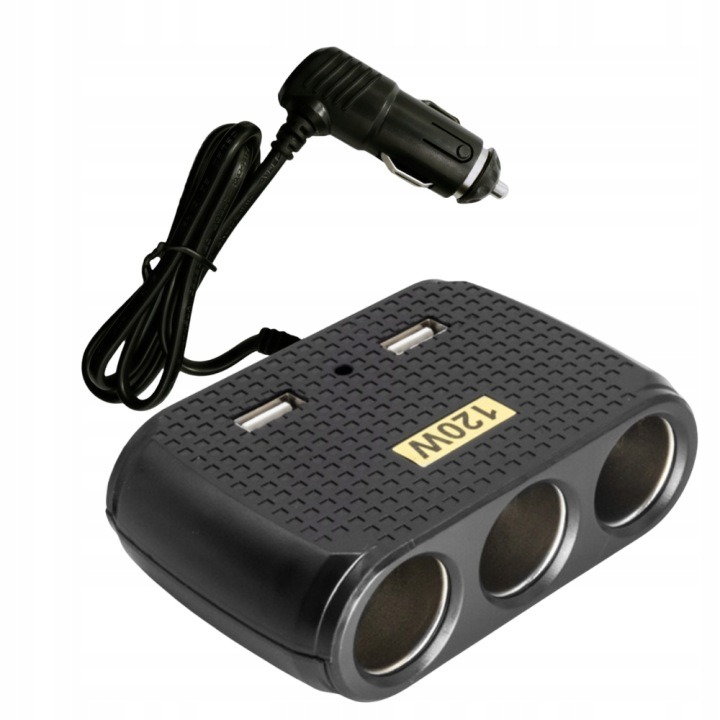 Chargeur de voiture avec 2 USB et 3 allume ci-gare 5V 2