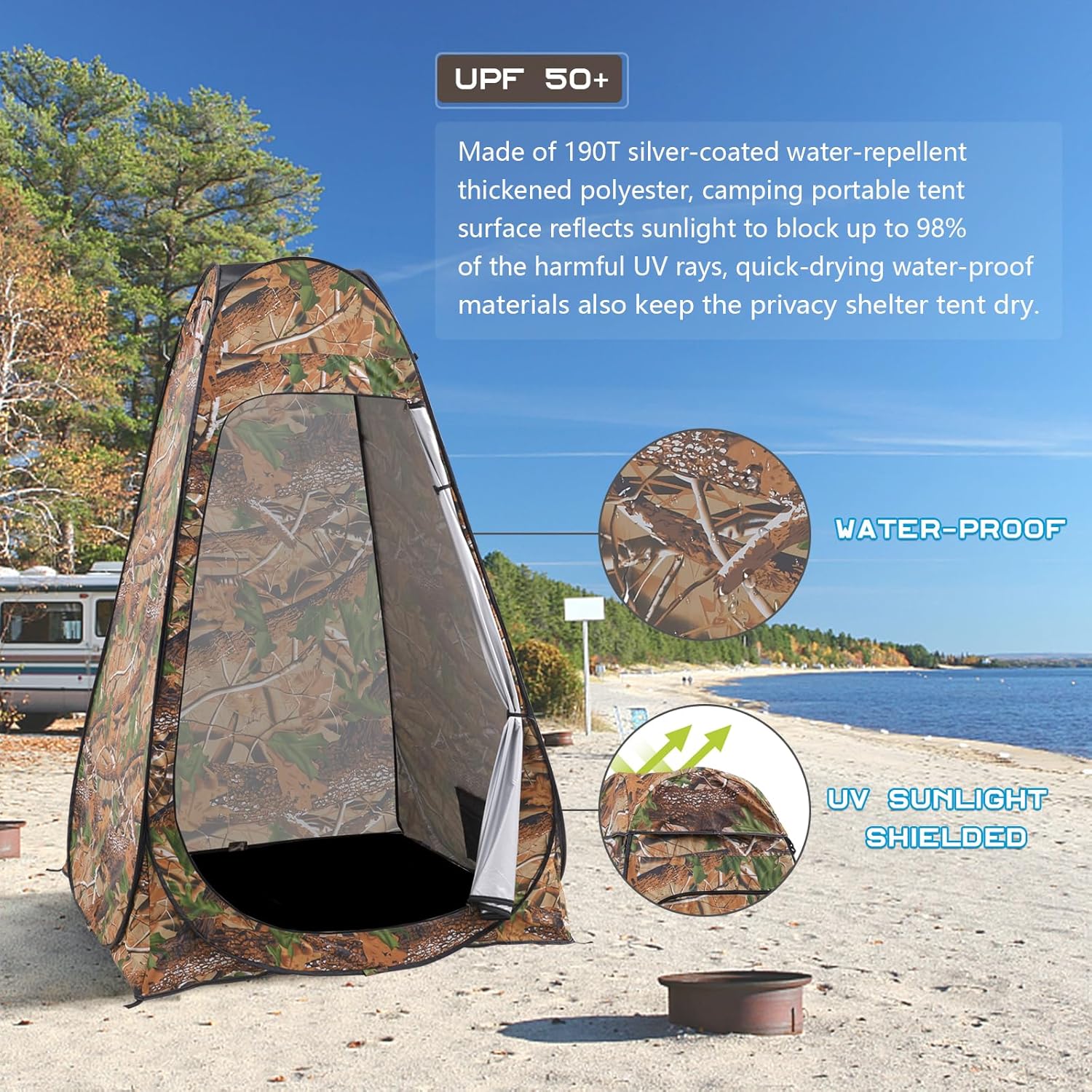 Tente de change pliable protection UPF 50+ et imperméable, 120 x 120 x 190 cm, camouflage - خيمة تغيير الملابس قابلة للطي - 2