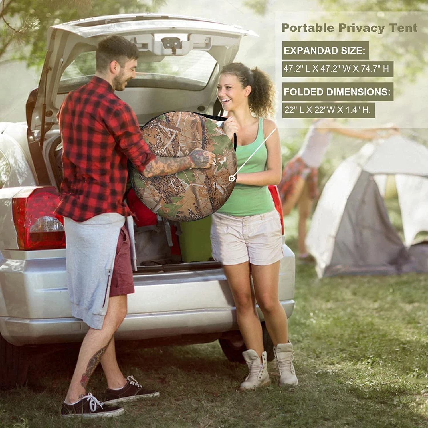 Tente de change pliable protection UPF 50+ et imperméable, 120 x 120 x 190 cm, camouflage - خيمة تغيير الملابس قابلة للطي - 8