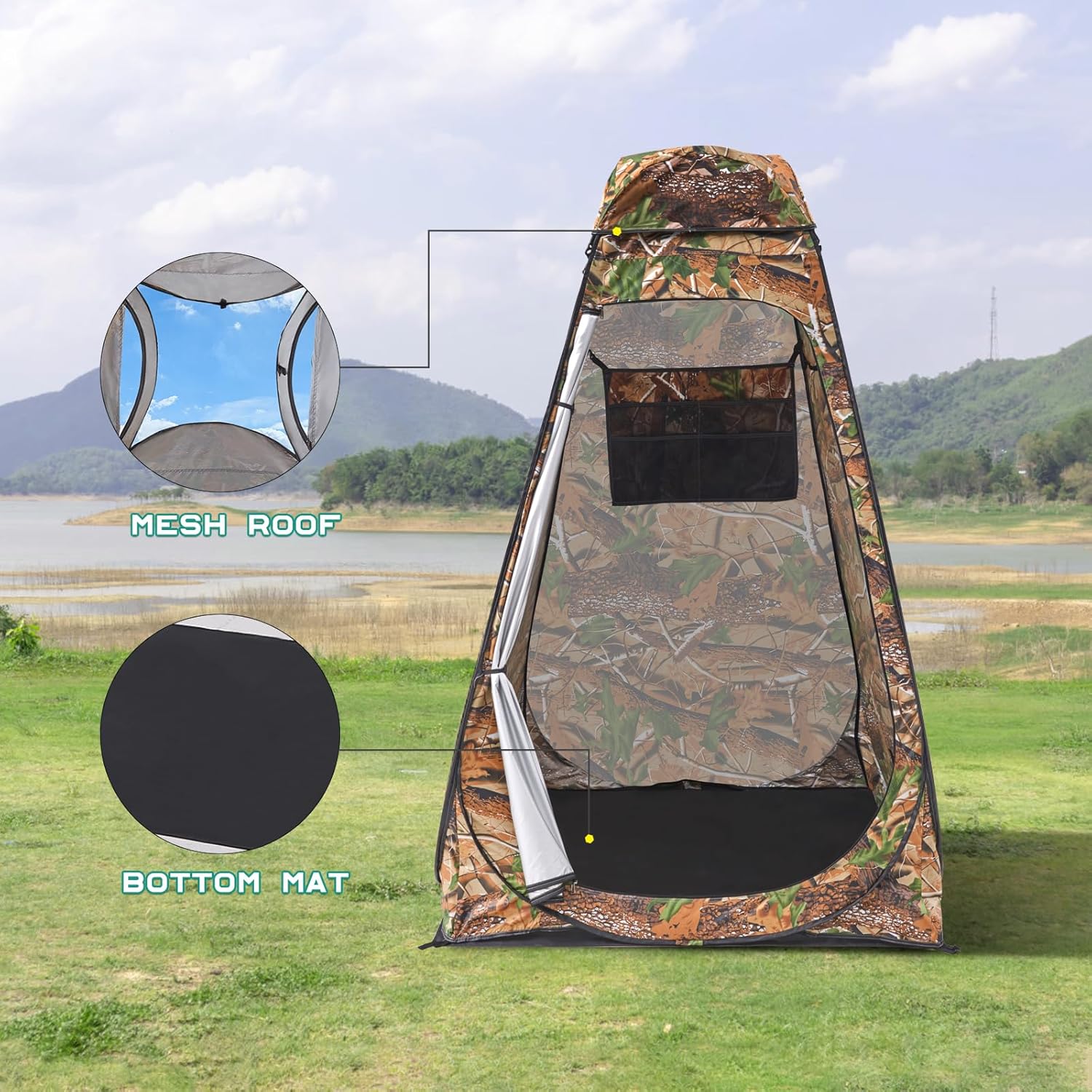Tente de change pliable protection UPF 50+ et imperméable, 120 x 120 x 190 cm, camouflage - خيمة تغيير الملابس قابلة للطي 5