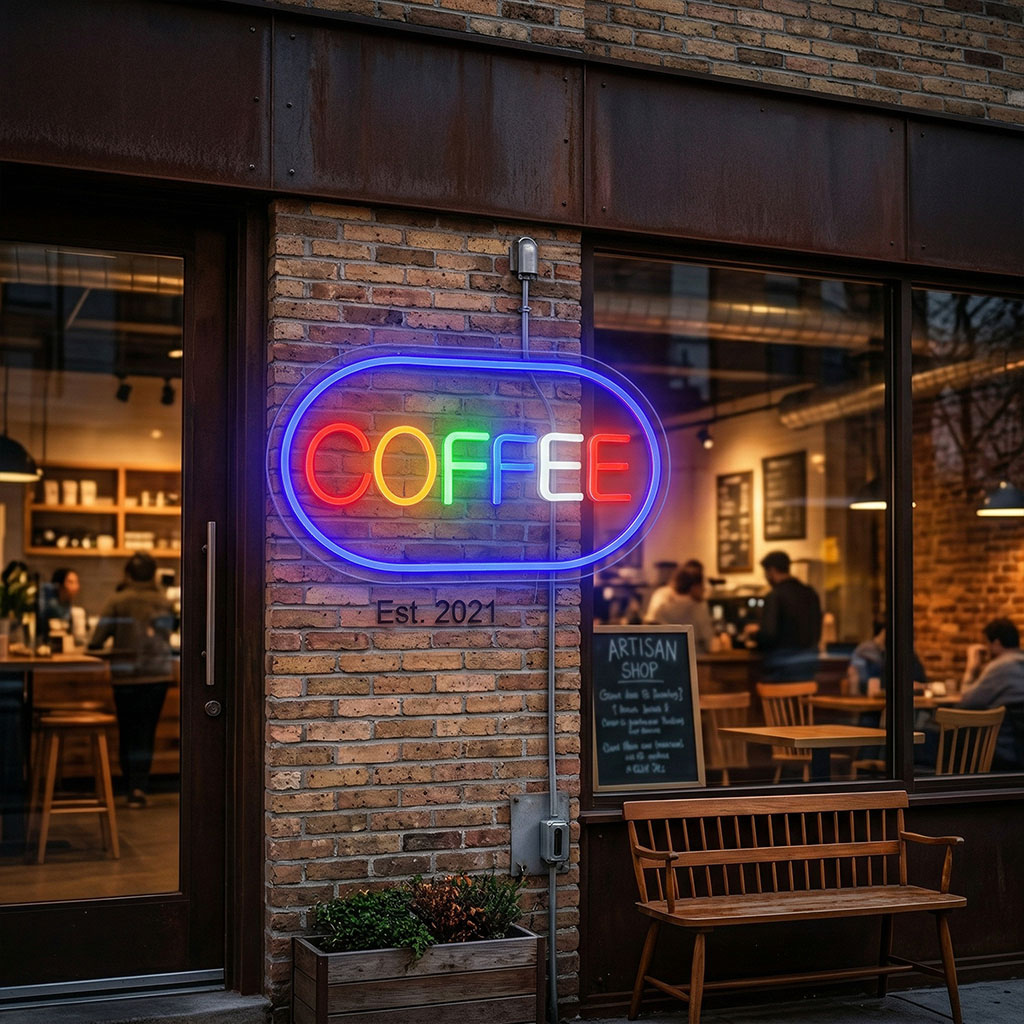 Panneau LED Neon Signe Coffee - لوحة مضيئة لواجهة محل