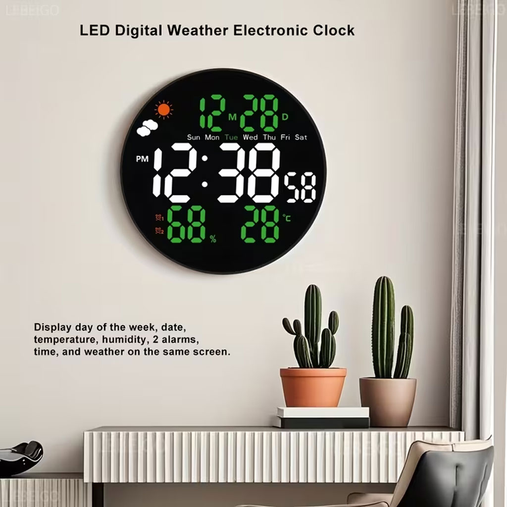 Horloge murale ronde avec télécommande et grand écran LED numérique DS-3853L - ساعة حائط دائرية تعمل بجهاز تحكم عن بعد مزودة بإضاءة رقمية - 6