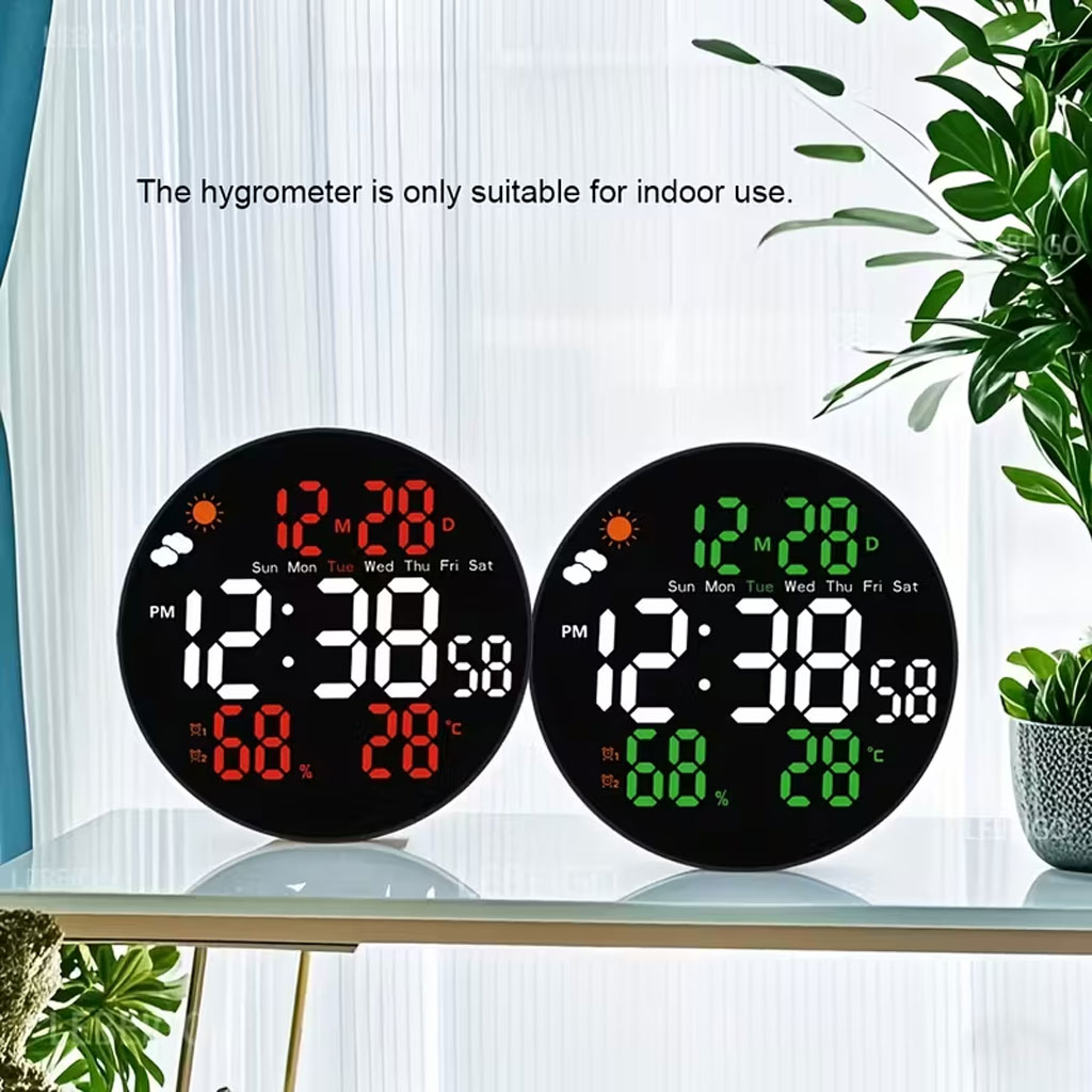 Horloge murale ronde avec télécommande et grand écran LED numérique DS-3853L - ساعة حائط دائرية تعمل بجهاز تحكم عن بعد مزودة بإضاءة رقمية - 7