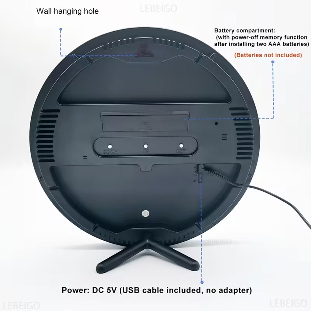 Horloge murale ronde avec télécommande et grand écran LED numérique DS-3853L - ساعة حائط دائرية تعمل بجهاز تحكم عن بعد مزودة بإضاءة رقمية 5