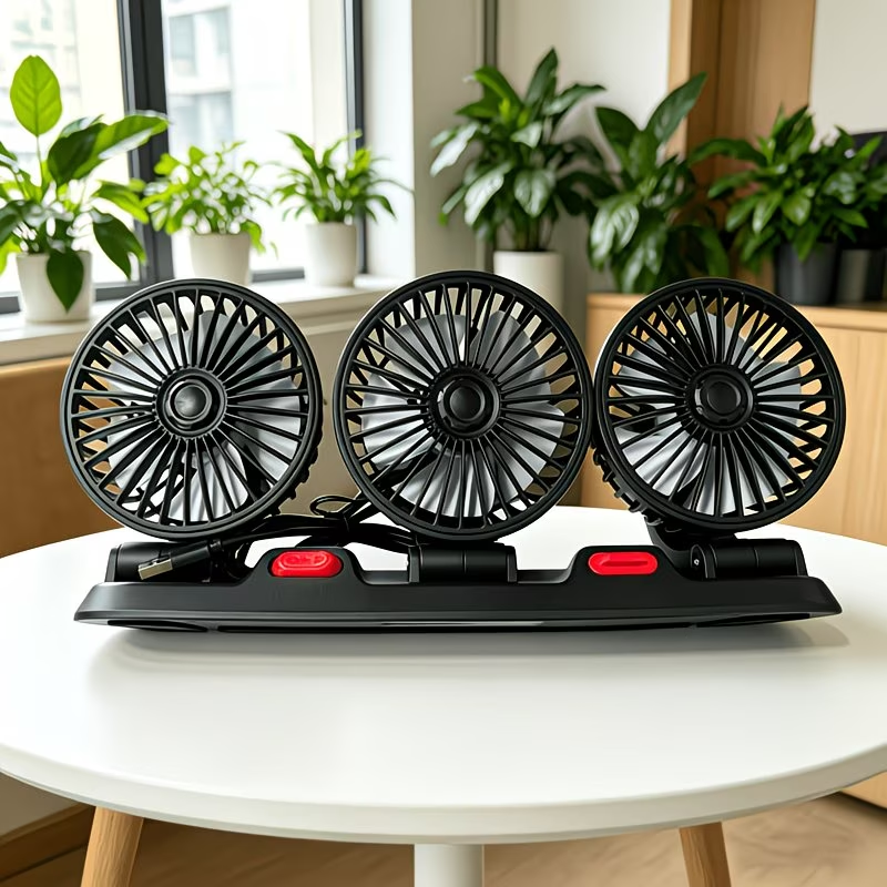 Ventilateur de Voiture USB Haute Vitesse 360° Réglable 3 Têtes 12/ 24 V - مروحة سيارة قابلة للتعديل بزاوية 360 درجة بثلاثة رؤوس - 1