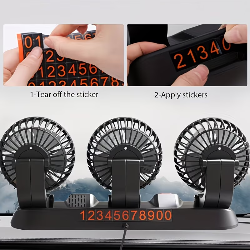 Ventilateur de Voiture USB Haute Vitesse 360° Réglable 3 Têtes 12/ 24 V - مروحة سيارة قابلة للتعديل بزاوية 360 درجة بثلاثة رؤوس - 3