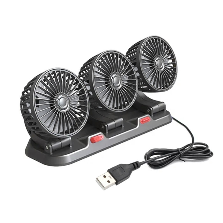 Ventilateur de Voiture USB Haute Vitesse 360° Réglable 3 Têtes 12/ 24 V - مروحة سيارة قابلة للتعديل بزاوية 360 درجة بثلاثة رؤوس - 7