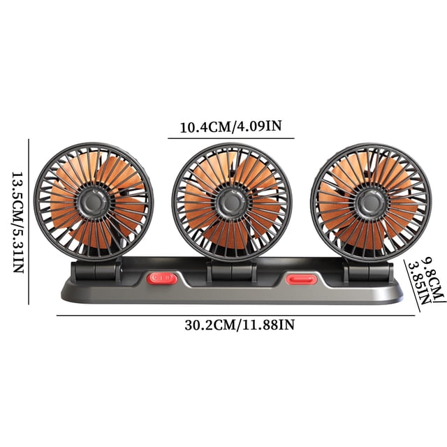 Ventilateur de Voiture USB Haute Vitesse 360° Réglable 3 Têtes 12/ 24 V - مروحة سيارة قابلة للتعديل بزاوية 360 درجة بثلاثة رؤوس - 12