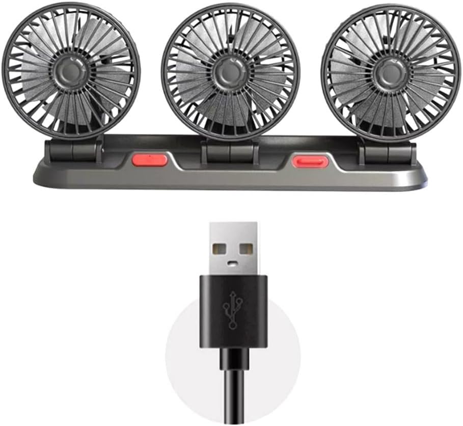 Ventilateur de Voiture USB Haute Vitesse 360° Réglable 3 Têtes 12/ 24 V - مروحة سيارة قابلة للتعديل بزاوية 360 درجة بثلاثة رؤوس - 11