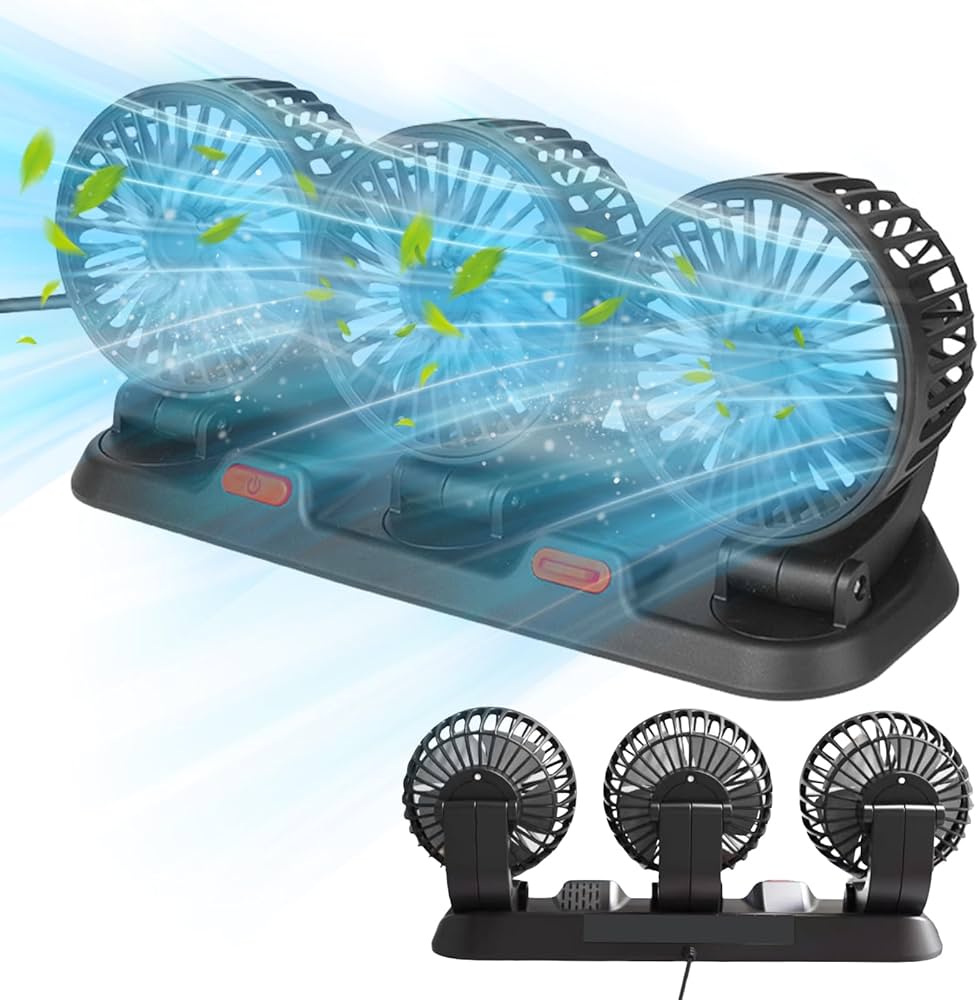 Ventilateur de Voiture USB Haute Vitesse 360° Réglable 3 Têtes 12/ 24 V - مروحة سيارة قابلة للتعديل بزاوية 360 درجة بثلاثة رؤوس - 13