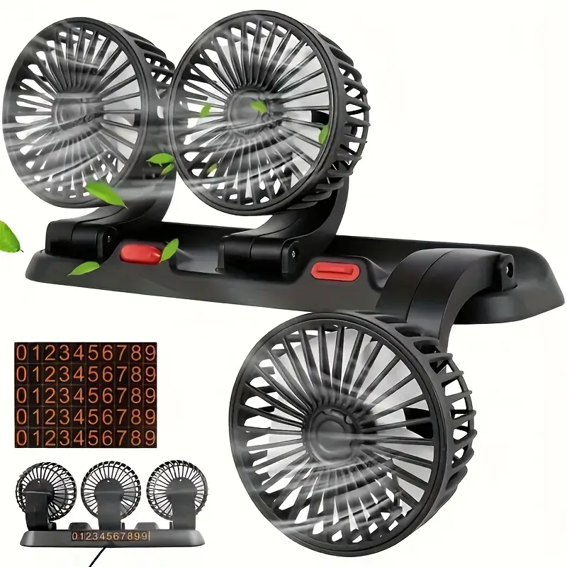 Ventilateur de Voiture USB Haute Vitesse 360° Réglable 3 Têtes 12/ 24 V - مروحة سيارة قابلة للتعديل بزاوية 360 درجة بثلاثة رؤوس 6
