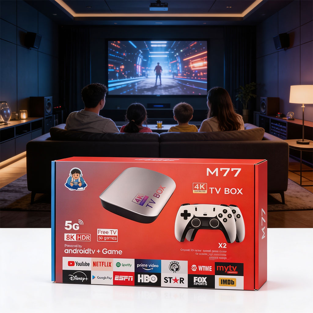TV Box & Game Console M77 Ultra HD avec Deux Manettes et Télécommande - جهاز الترفيه والألعاب المتكامل - 7