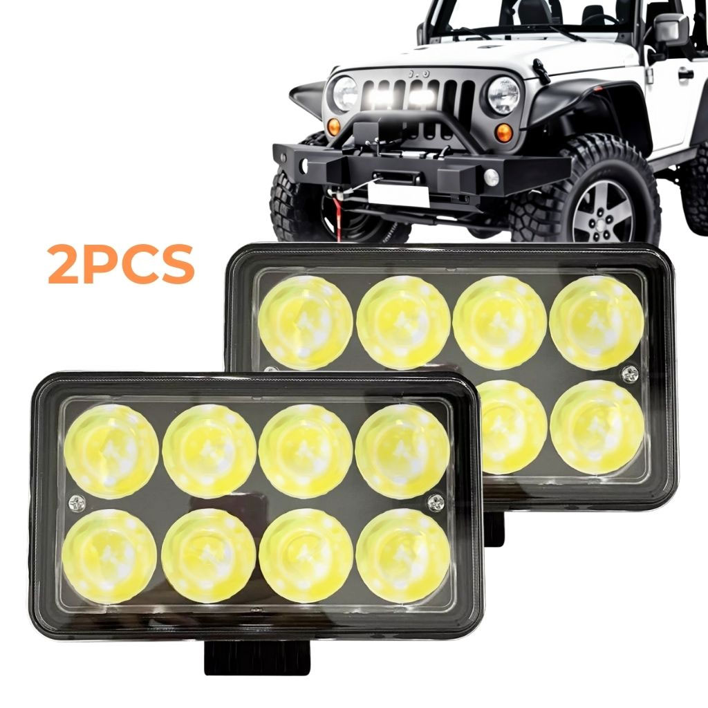 Paire de Phares Rectangulaires 3D LED 24W Universels – مصابيح 24 واط للسيارات 1