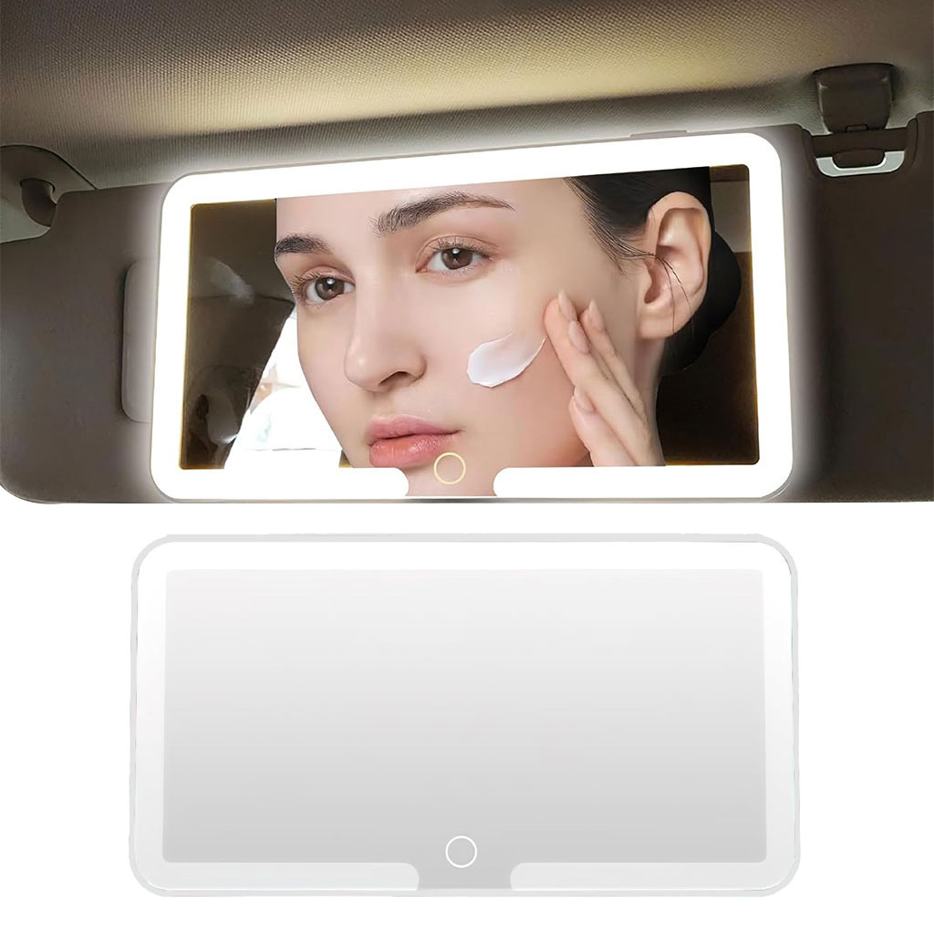 Miroir de courtoisie rechargeable avec 3 modes d'éclairage et écran tactile - مرآة سيارة 2
