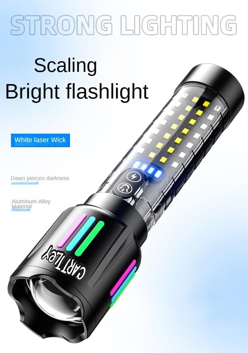 Lampe Torche Tactique LED Rechargeable USB-C - مصباح يدوي تكتيكي فائق السطوع (1000 لومين) مع إضاءة جانبية - 4