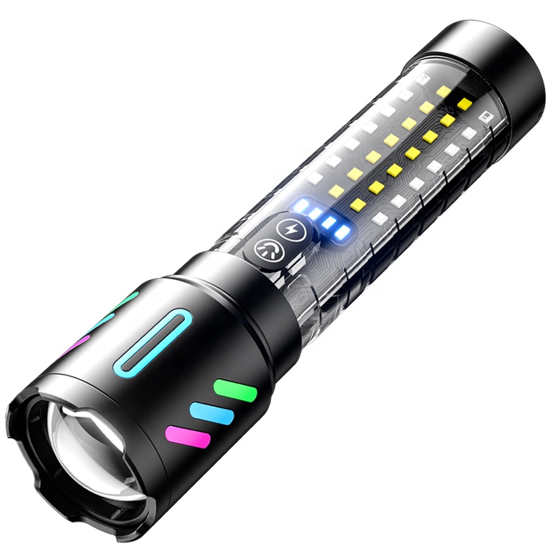 Lampe Torche Tactique LED Rechargeable USB-C - مصباح يدوي تكتيكي فائق السطوع (1000 لومين) مع إضاءة جانبية - 6