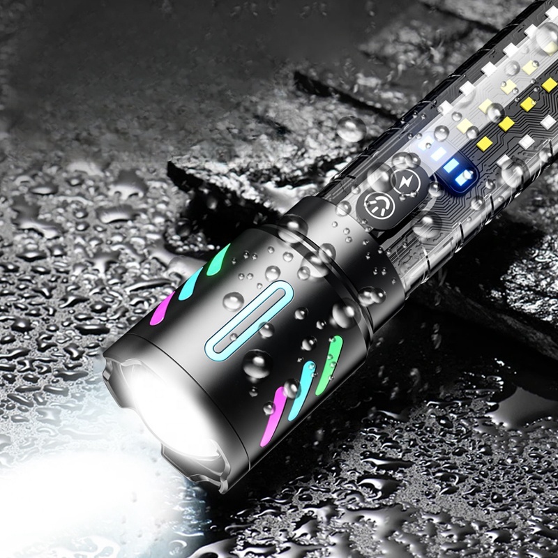 Lampe Torche Tactique LED Rechargeable USB-C - مصباح يدوي تكتيكي فائق السطوع (1000 لومين) مع إضاءة جانبية - 8