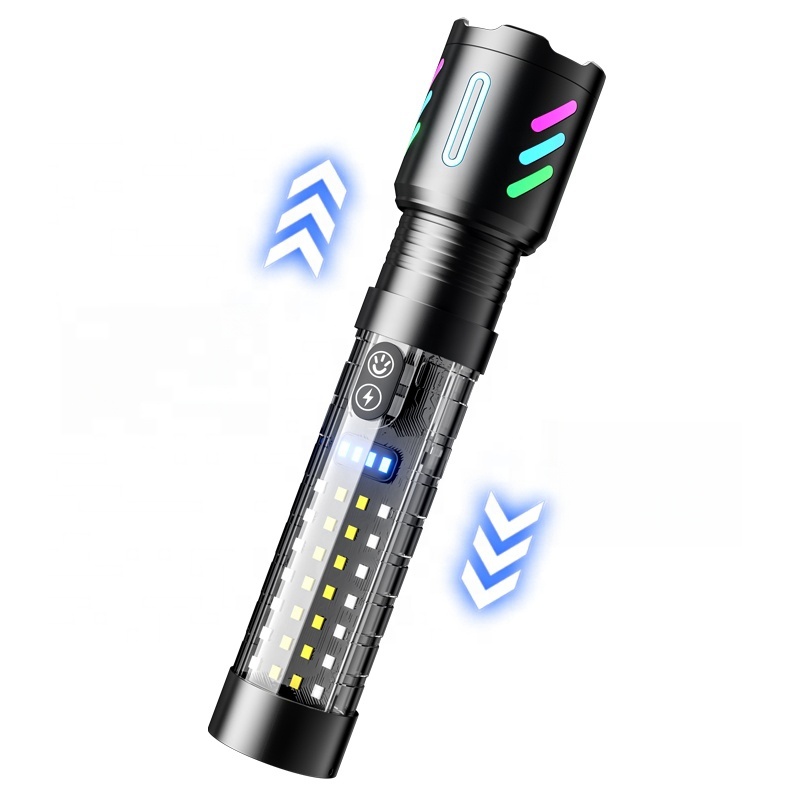 Lampe Torche Tactique LED Rechargeable USB-C - مصباح يدوي تكتيكي فائق السطوع (1000 لومين) مع إضاءة جانبية - 9