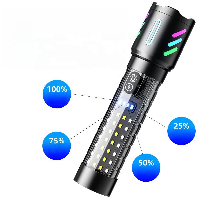 Lampe Torche Tactique LED Rechargeable USB-C - مصباح يدوي تكتيكي فائق السطوع (1000 لومين) مع إضاءة جانبية - 10