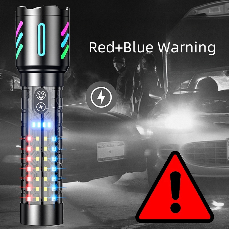 Lampe Torche Tactique LED Rechargeable USB-C - مصباح يدوي تكتيكي فائق السطوع (1000 لومين) مع إضاءة جانبية 5