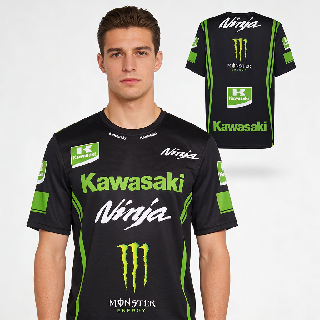 T-shirt Kawasaki Ninja Racing Team Premium Edition Monster Energy V1 - تيشرت كوازاركي نينجا الرياضي - 3