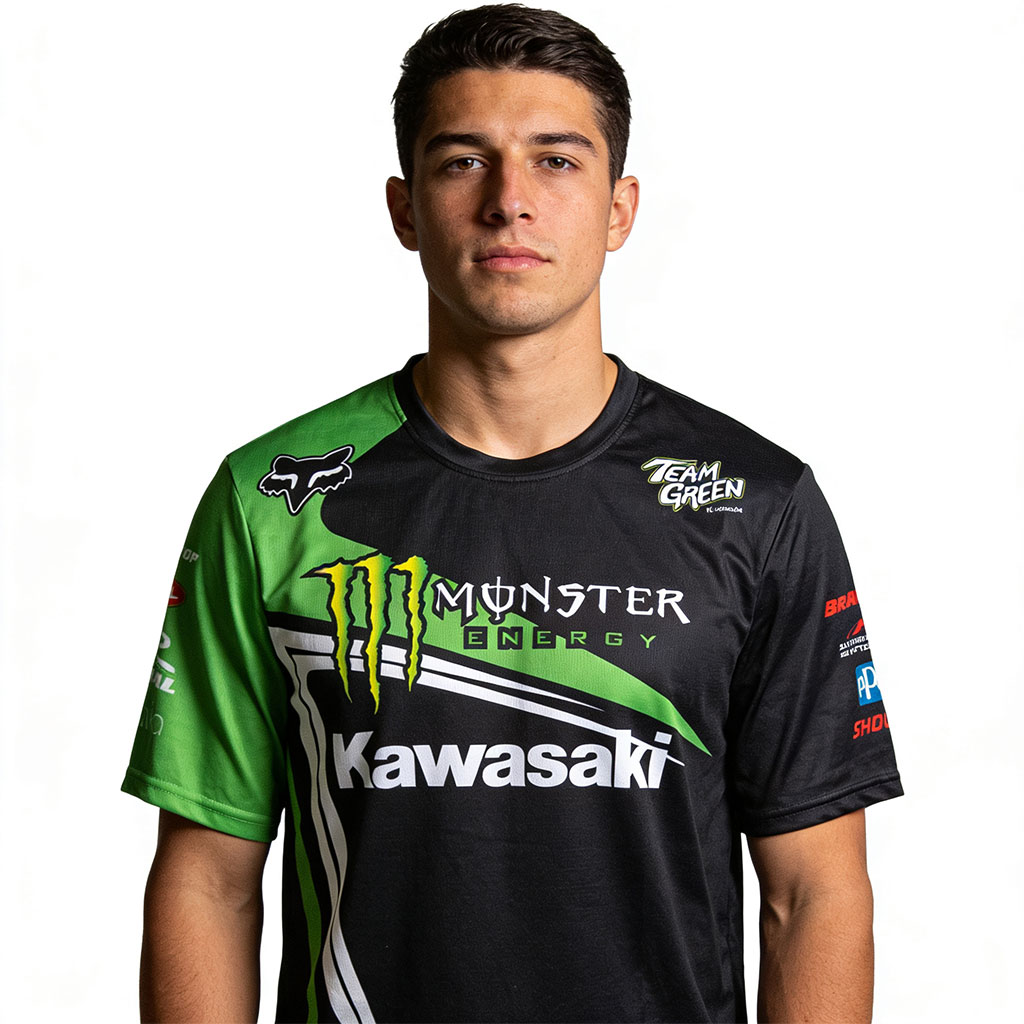 T-shirt Sport Kawasaki Team Green Premium Edition Monster V2 - تيشرت كواساكي الرياضي الاحترافي - 3