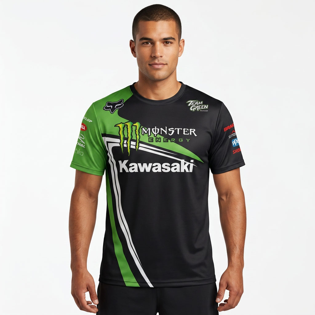 T-shirt Sport Kawasaki Team Green Premium Edition Monster V2 - تيشرت كواساكي الرياضي الاحترافي - 1