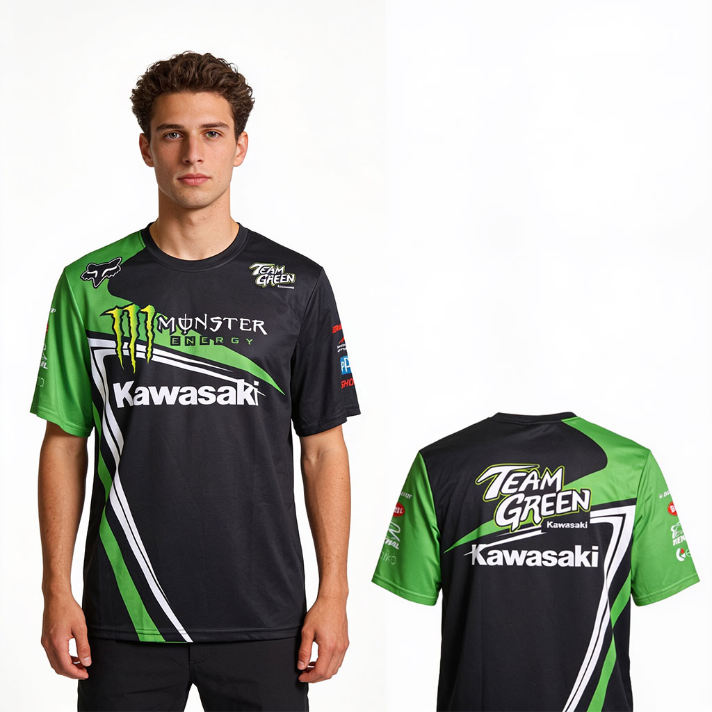 T-shirt Sport Kawasaki Team Green Premium Edition Monster V2 - تيشرت كواساكي الرياضي الاحترافي - 4